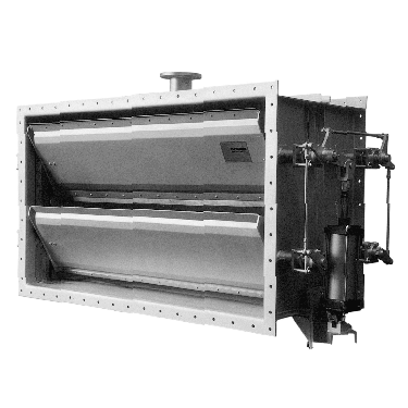 Dámper persiana de uno o varios álabes de sección rectangular para montaje entre bridas de regulación/control y asilamiento de gases