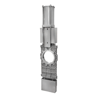 Válvula de guillotina de tajadera pasante bidireccional tipo wafer de altas prestaciones para fluidos de elevada concentración